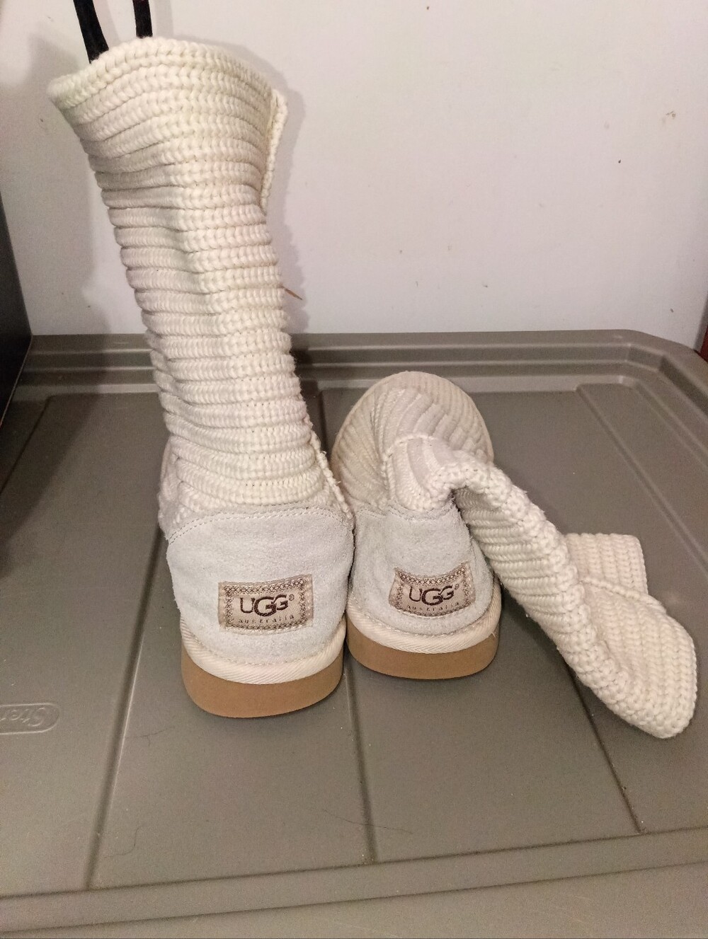 UGG Women's Cream Knit Suede Mid-Calf Boots
